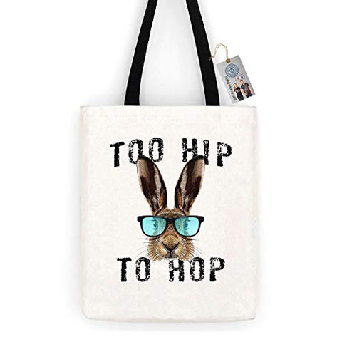 Too Hip To Hop Easter Bunny Cotton Canvas Tote Carry All Day Bag