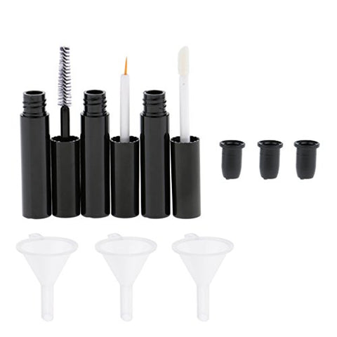 Baoblaze 3 Packs 4ml Reusable Empty Mascara Container Eyeliner Bottle Lip Gloss Tube with Brush and