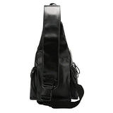 ABage Men's Sling Backpack Vintage Leather Chest Shoulder Bag Crossbody Pack Daypack, Black