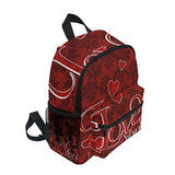 Toddler Backpack Retro Valentines Day Red Heart Love You Mini Preschool Bag for Unisex Kids