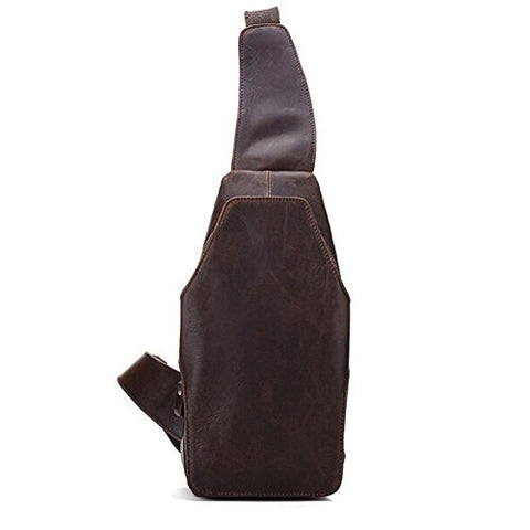 Sealinf Men'S Full Grain Leather Crossbody Chest Sling Bag Backpack (Reddish Brown)
