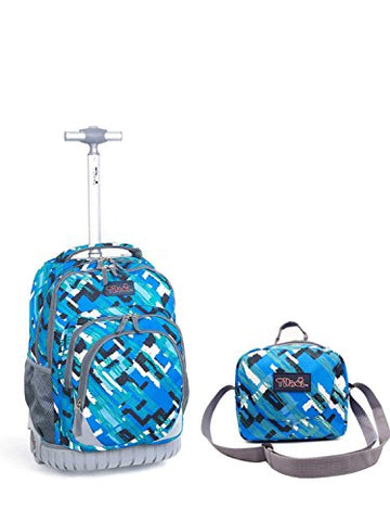 Tilami New Antifouling Design 18 Inch Wheeled Rolling Backpack Luggage and Lunch Bag (Blue)