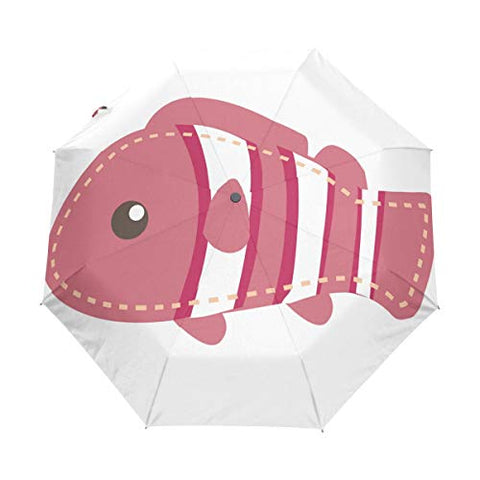 Umbrella Fish Golf Travel Sun Rain Windproof Auto umbrellas with UV Protection for Girls Boys Kids