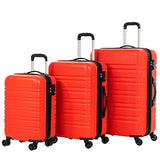 Murtisol 3 Pieces Expandable ABS Luggage Sets TSA Lightweight Durable Spinner Suitcase 20" 24" 28", 3PCS Orange