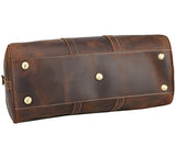 Polare Men'S 20'' Retro Real Leather Weekender Duffel Overnight Bag Carry On Luggage