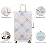 UNIWALKER Vintage Suitcase Set 20 inch Carry on Spinner Luggage with 12 inch Handbag for Women
