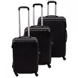 New Black 3 Pcs Luggage Travel Set Bag Abs Trolley Suitcase