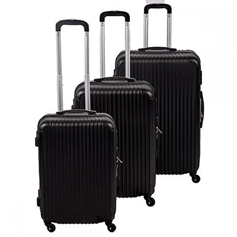 New Black 3 Pcs Luggage Travel Set Bag Abs Trolley Suitcase