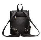 Pu Leather Designer Mini Backpack Purse Shoulder For Women And Girls (Black With Fashion)