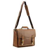 Polare Men'S Full Grain Leather Laptop Briefcase Messenger Bag Vintage Travel Case