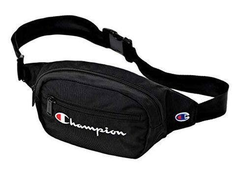 Champion Waist Pack, Black/White Logo, One Size