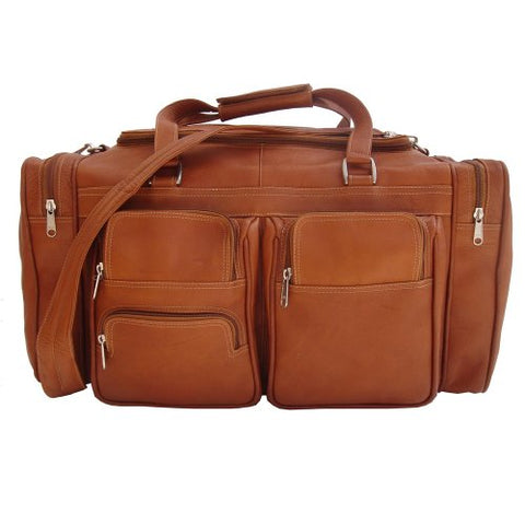 Piel Leather 20In Duffel Bag with Pockets, Saddle, One Size