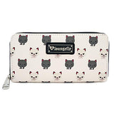 Loungefly Cat Print Faux Leather Mini Backpack and Wallet Set (Off White)