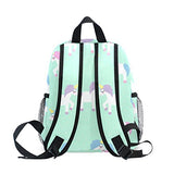 GIOVANIOR Cute Cartoon Unicorn Mint Green Polka Dots Travel School Backpack for Boys Girls Kids