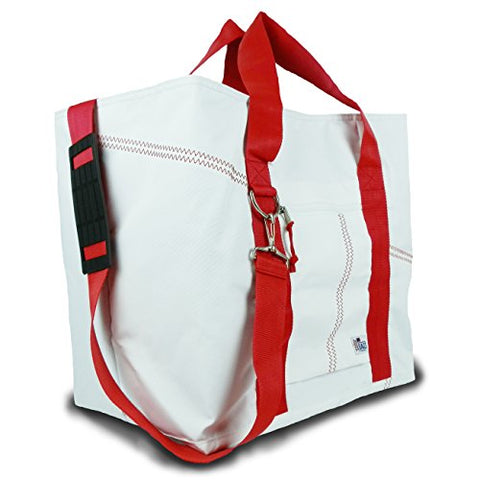 Sailor Bags Tote Bag With Red Straps, X-Large, White/Red