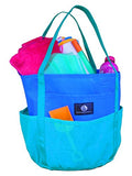 Brt Blue & Green Dolphin Bag, Medium Mesh Beach Bag Tote, 7 Pkts , Zip Pkt