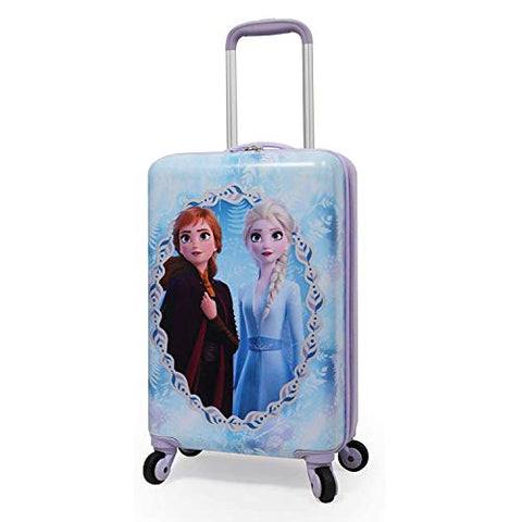 Disney Frozen II Anna Elsa Luggage Hard Side Tween Spinner Rolling Suitcase for Kids Carry-On Travel Trolley - 20 Inch