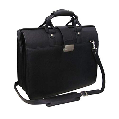 Single Piece Black Litigator Briefcase, Leather Carriage Bag, Business And Softside Type, Locking