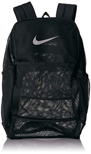 NIKE Brasilia Mesh Backpack 9.0, Black/Black/White, Misc