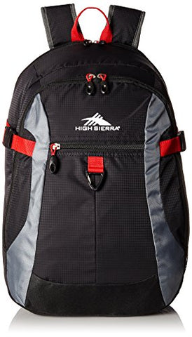 High Sierra Sportour Computer Backpack, Black/Charcoal/Crimson Red,