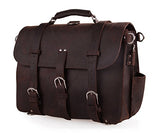 Polare Men'S Full Grain Leather 16'' Briefcase Shoulder Messenger Bag Fit 15.6'' Laptop