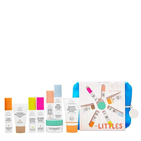 Drunk Elephant The Littles 3.0 Kit. Travel Skin Care Essentials Bundle w/Bag (Jelly Cleanser, SPF 30 Sunscreen, 3 Day & Night Serums, Facial Oil, Multivitamin Eye Cream, and Peptide Cream)
