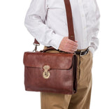 Will Leather Jacques Leather Portfolio Briefcase - Cognac Brown