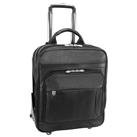 McKlein, I Series, Wicker Park, Full Grain Cashmere Napa Leather, 17" Leather Patented Detachable -Wheeled Three-Way Laptop Backpack Briefcase, Black (47195)