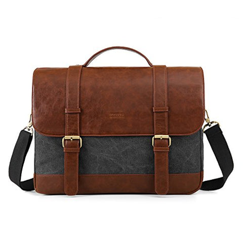 ECOSUSI 15.6 inch Laptop Messenger Bag Vintage Briefcase Computer Satchel Shoulder Bag with
