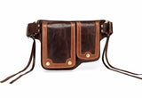 Vicenzo Leather Ronny Leather Waist Bag Fanny Pack (Dark Brown)