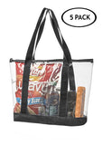 5 Large Clear Vinyl Tote Bags Stadium Approved Shoulder Handbag Shopping Work