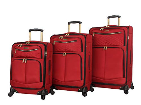 Steve Madden Luggage 3 Piece Softside Spinner Suitcase Set Collection (Rockstar Red, One Size)
