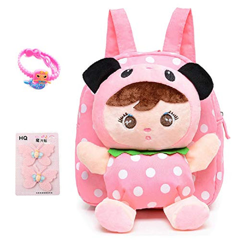 Little-Sweet Cute Kids Toddler Backpack Plush Toy Backpack Snack Travel Bag Pre-School Bags for Girls 1-5Years (Light pink2)