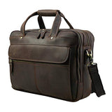Polare Men'S Thick Full Grain Leather 15.7" Laptop Business Briefcase