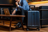 New Storm Carry-on Luggage - TSA Combination Lock - Spinner Goodyear Wheels – Carry-on Front Laptop Compartment - YKK Zipper - Integrated USB Charging Hub - Blue