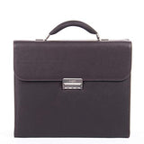 Bugatti Sartoria Small Leather Briefcase, Top Grain Leather, Brown