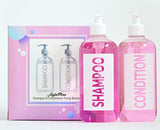 AylaMae Modern Refillable Shampoo and Conditioner Dispensers 500ml / 16.9oz PET Plastic Bottles with Leak Proof Pumps | Labels Printed Directly on Bottles