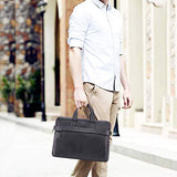 Banuce Black Cowhide Leather Briefcase for Men Soft 13 inch Laptop Business Tote Shoulder Messenger
