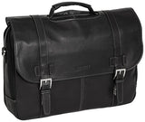 Kenneth Cole Reaction Colombian Leather Dual Compartment Flapover 15.6" Laptop Portfolio, Black