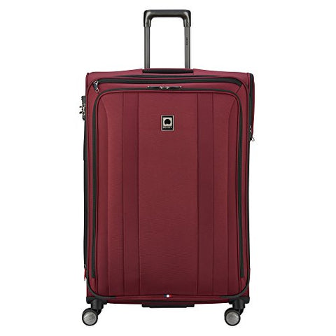 Delsey Luggage Titanium Soft Expandable 29 Inch Spinner, Black Cherry Red