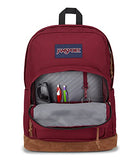 JanSport Right Pack Backpack - School, Travel, Work, or Laptop Bookbag with Suede Leather Bottom with Water Bottle Pocket, Russet Red