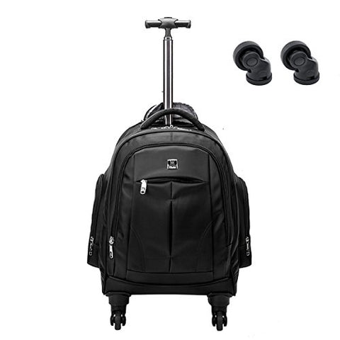 Racini Business Travel Nylon Waterproof Rolling Backpack, Freewheel Wheeled Backpack With Two Extra
