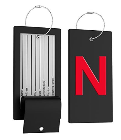 Luggage Tag Initial Bag Tag - Fully Bendable Tag w/Stainless Steel Loop