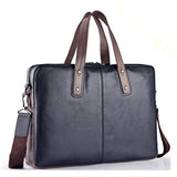 Saierlong New Mens Blue Genuine Leather Briefcase Shoulder Laptop Business Bag