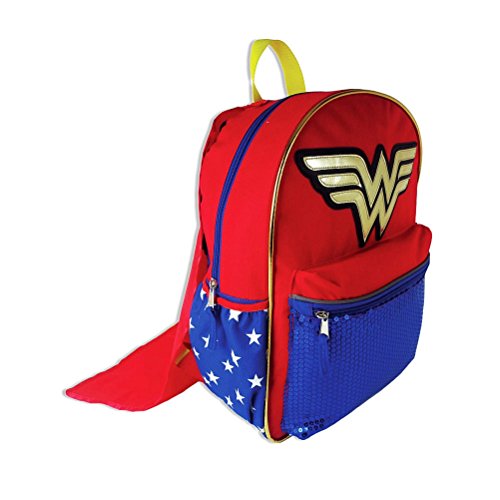 DC Comics Wonder Woman Backpack with Detachable Cape and Side Mesh Pockets