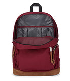 JanSport Right Pack Backpack - School, Travel, Work, or Laptop Bookbag with Suede Leather Bottom with Water Bottle Pocket, Russet Red