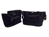 2Pc Set - Adrienne Vittadini Diamond Quilted Velvet Xxl Travel Tote & Duffle