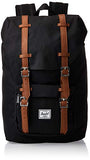 Herschel Little America Laptop Backpack, Black/Tan Synthetic Leather, Mid-Volume 17.0L