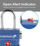 Fosmon TSA Approved Luggage Locks, (4 Pack) Open Alert Indicator 3 Digit Combination Padlock Codes with Alloy Body and Release Button for Travel Bag, Suit Case & Luggage - Blue, Pink, Silver, Black