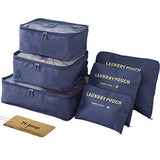 M-jump 6 Set Travel Luggage Organizer Packing Cubes, Laundry Bags & Digital Pouch, Luggage Compression Pouches(Navy Blue)